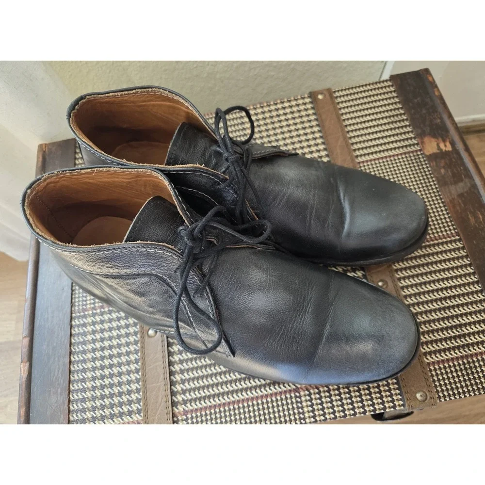 Bed Stu Gray Leather Ankle Boots Men's Size 9.5  Casual Lace Up Chukka Shoe